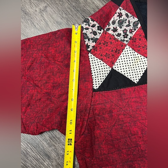 NEW? Handmade QUILTED Jacket XXL Cotton RED White BLACK - Picture 11 of 11